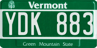 VT license plate YDK883