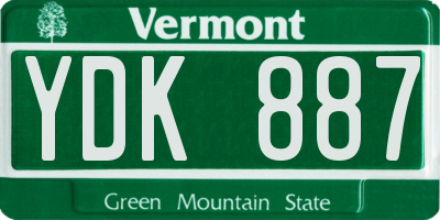 VT license plate YDK887