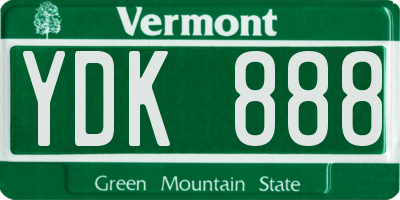 VT license plate YDK888