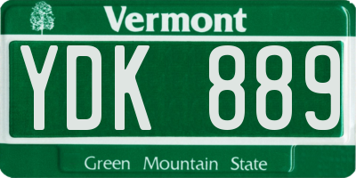VT license plate YDK889