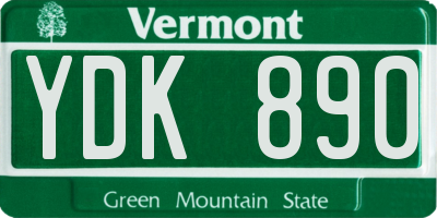 VT license plate YDK890