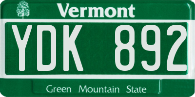 VT license plate YDK892