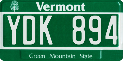 VT license plate YDK894