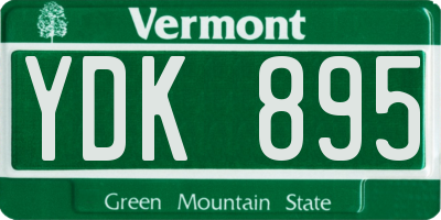 VT license plate YDK895