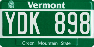 VT license plate YDK898