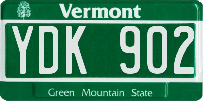 VT license plate YDK902