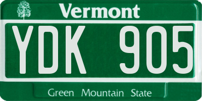 VT license plate YDK905