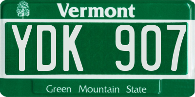 VT license plate YDK907