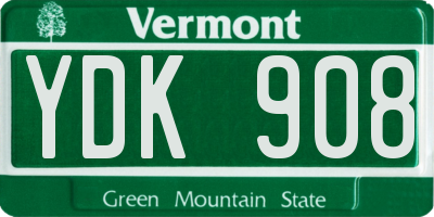 VT license plate YDK908