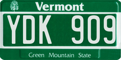 VT license plate YDK909