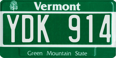 VT license plate YDK914