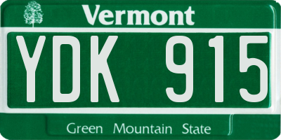 VT license plate YDK915