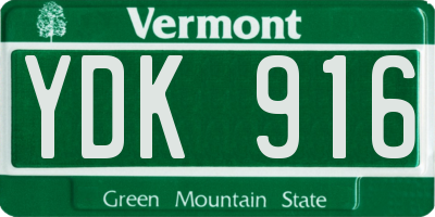 VT license plate YDK916