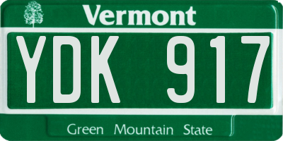 VT license plate YDK917