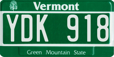 VT license plate YDK918