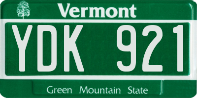 VT license plate YDK921
