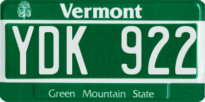 VT license plate YDK922