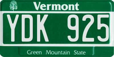 VT license plate YDK925