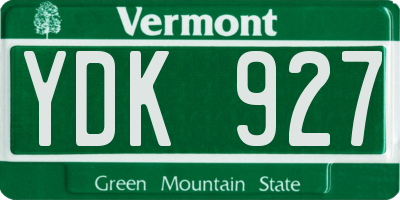VT license plate YDK927