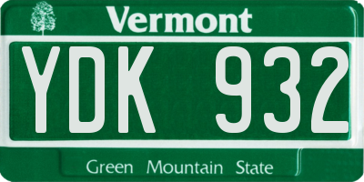 VT license plate YDK932