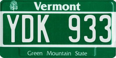 VT license plate YDK933