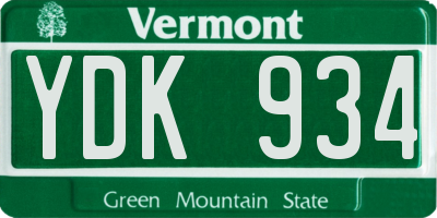 VT license plate YDK934
