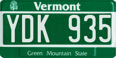 VT license plate YDK935