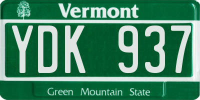 VT license plate YDK937