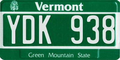 VT license plate YDK938