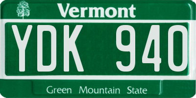 VT license plate YDK940