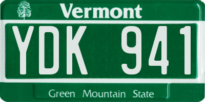 VT license plate YDK941