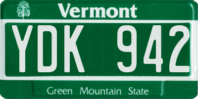 VT license plate YDK942