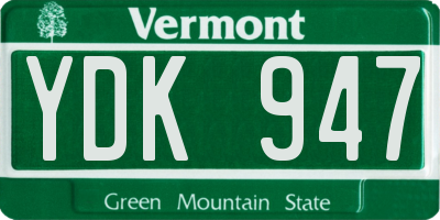 VT license plate YDK947