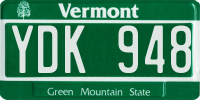 VT license plate YDK948