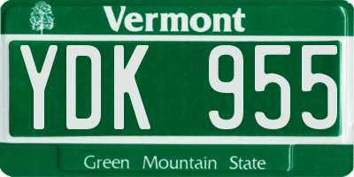 VT license plate YDK955