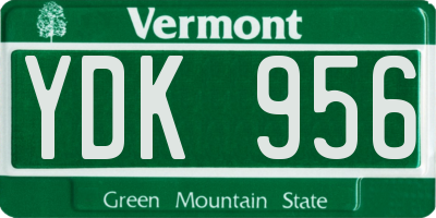 VT license plate YDK956