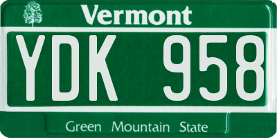 VT license plate YDK958