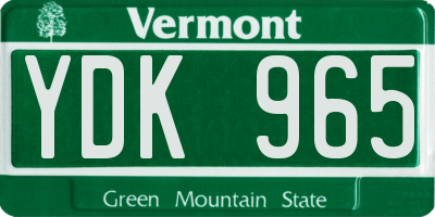 VT license plate YDK965