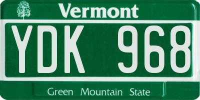 VT license plate YDK968