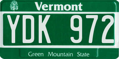 VT license plate YDK972