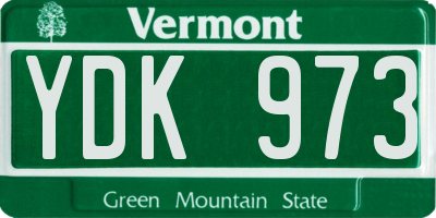 VT license plate YDK973