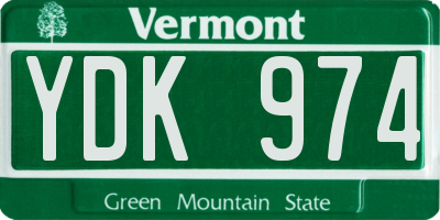 VT license plate YDK974