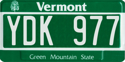 VT license plate YDK977