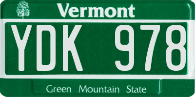 VT license plate YDK978