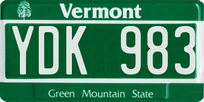 VT license plate YDK983