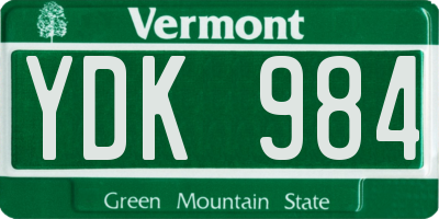 VT license plate YDK984