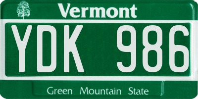 VT license plate YDK986