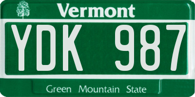 VT license plate YDK987