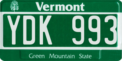 VT license plate YDK993