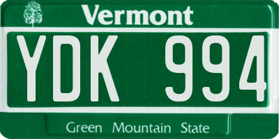 VT license plate YDK994